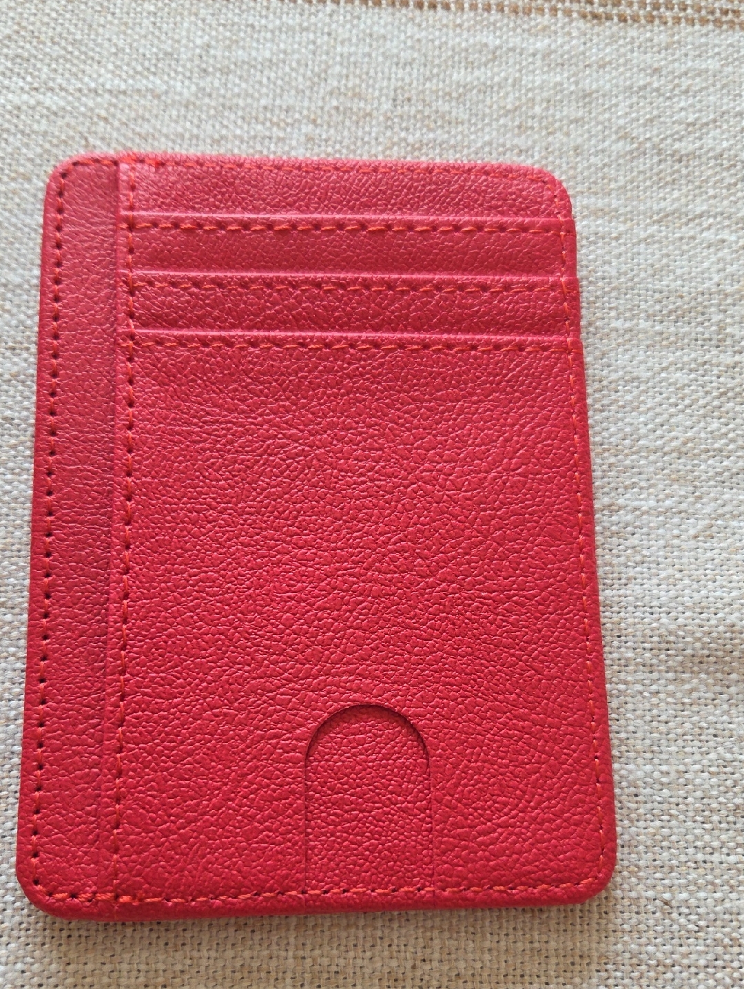 Slim Red Card Holder Wallet Pvc Leather